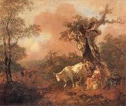 Thomas Gainsborough Landscape with a Woodcutter cowrting a Milkmaid Spain oil painting artist